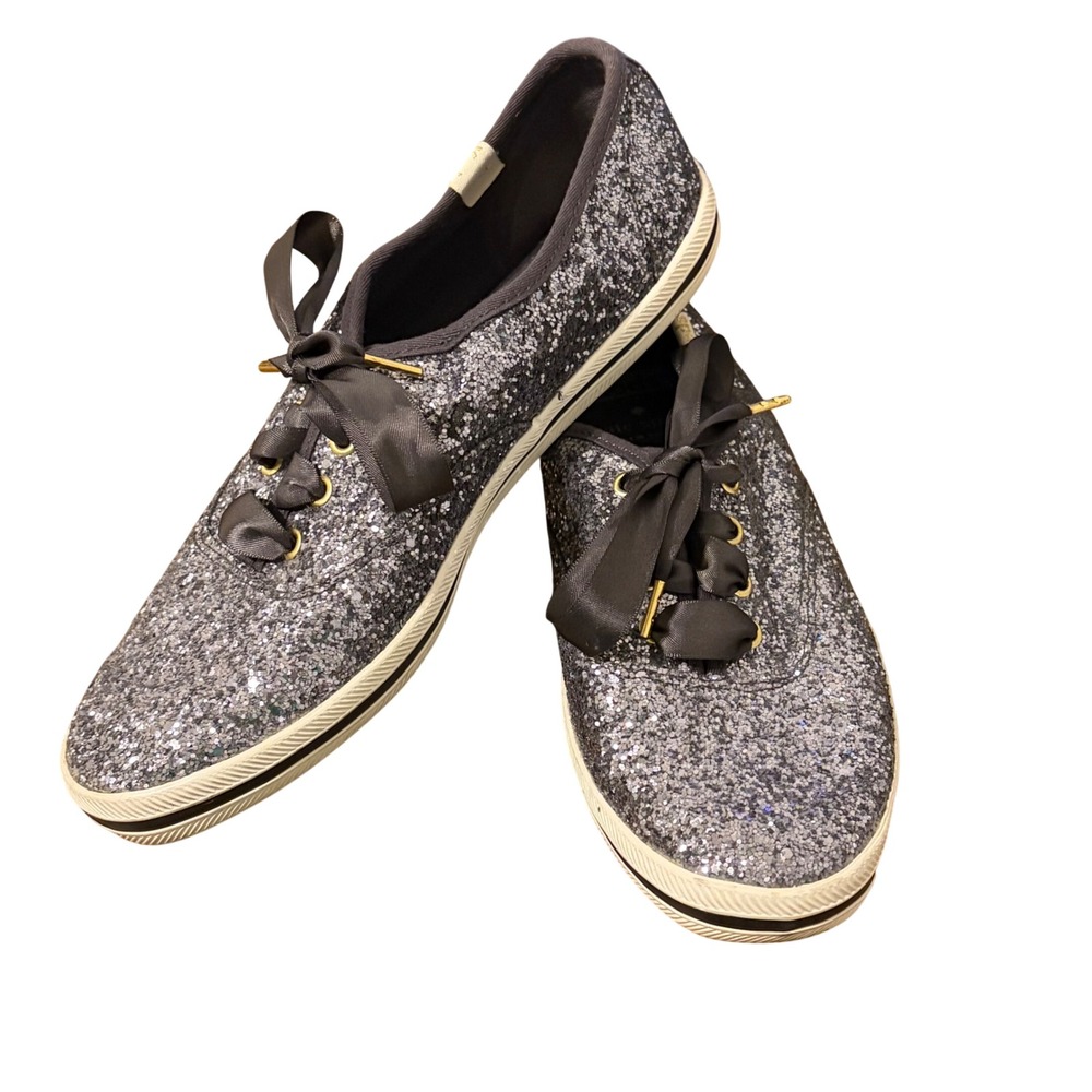 Keds x Kate Spade New York Champion Glitter Sneakers Silver Blue WF56376 Size 6